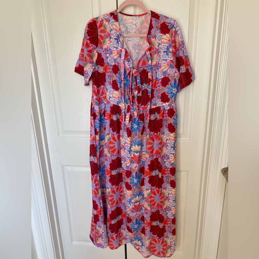 Floral Red and Blue Maxi it Dress